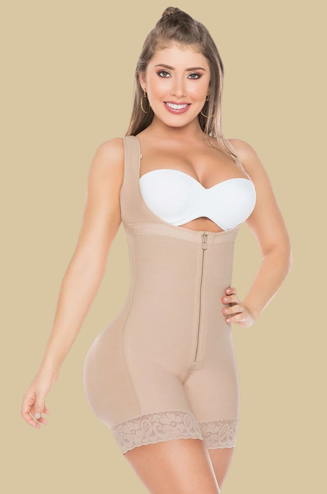 SHORT SLEEVE GIRDLE WITH INTERNAL BUTT LIFTER 233-C